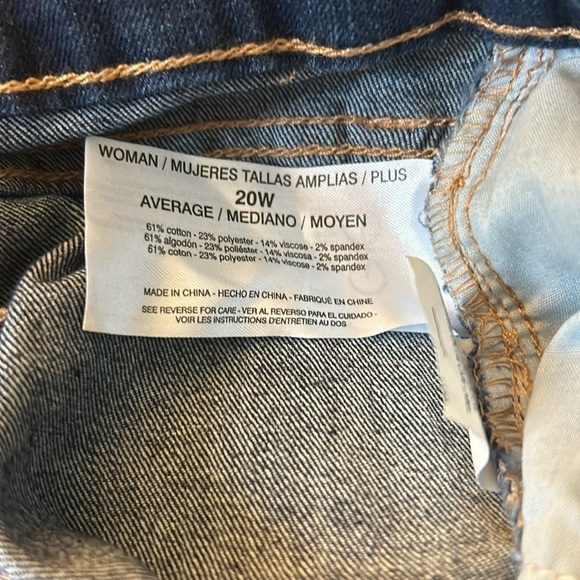 Code Bleu High Rise Straight Ankle Jean Stretch Distressed Raw Hem Dark Wash 20W - Picture 15 of 15